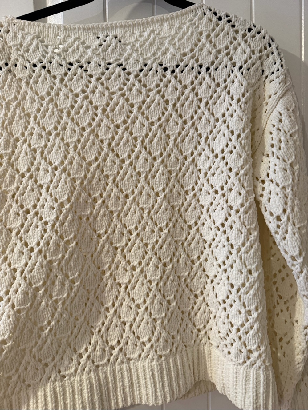 Lucky Brand Cream Openwork Crewneck Sweater